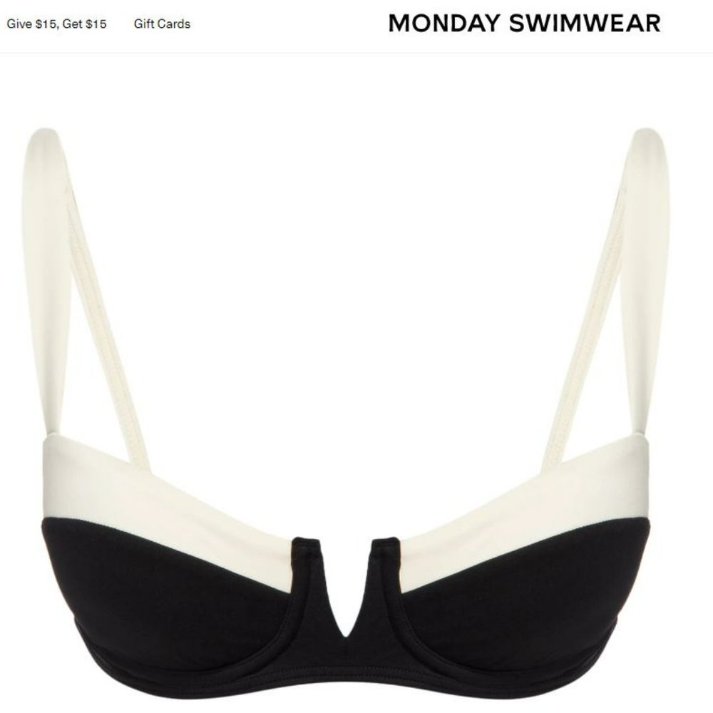 Monday Swimwear - Clovelly Top (Black/Ivory) - Size V